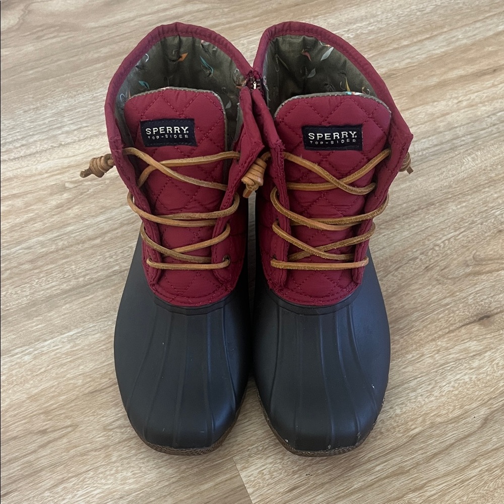 Sperry Burgundy and Dark Gray Duck Boots